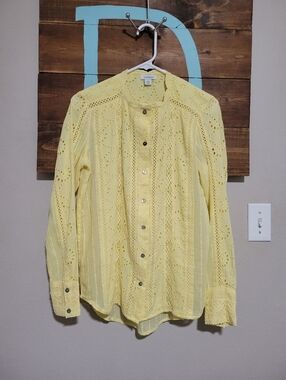 Sundance Yellow Eyelet Button-Front Blouse